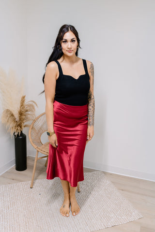 Satin Skirt - Ruby
