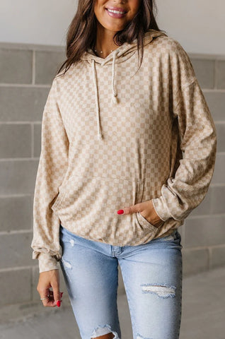 *Ampersand Ave* University Hoodie - Performance Fleece Checking In Tan