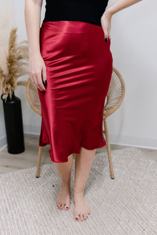 Satin Skirt - Ruby