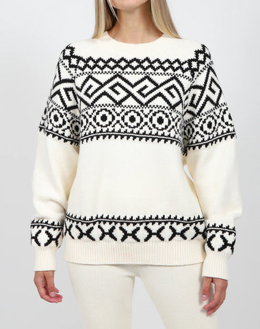 ~ Brunette ~ Fair Isle Knit Sweater - White *FINAL FEW*