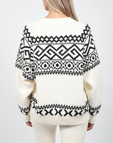 ~ Brunette ~ Fair Isle Knit Sweater - White *FINAL FEW*