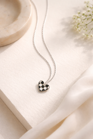 Checkered Heart Necklace