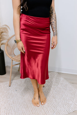 Satin Skirt - Ruby