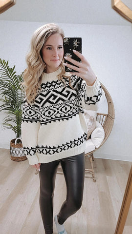 ~ Brunette ~ Fair Isle Knit Sweater - White *FINAL FEW*