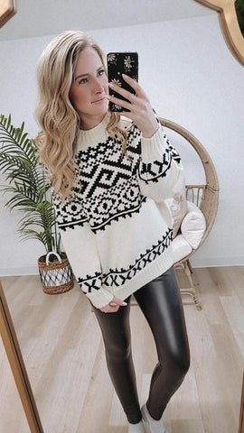 ~ Brunette ~ Fair Isle Knit Sweater - White *FINAL FEW*