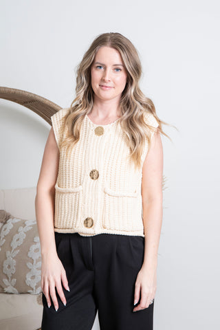 Chunky Knit Vest - Cream