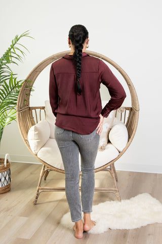 { DEX } Textured Blouse - Wine