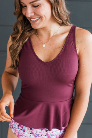Ocean Breeze Peplum Swim Top - Plum *FINAL FEW*