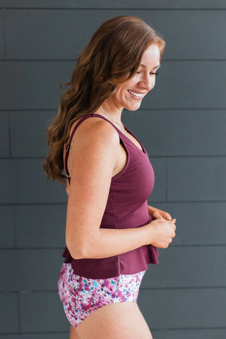 Ocean Breeze Peplum Swim Top - Plum *FINAL FEW*