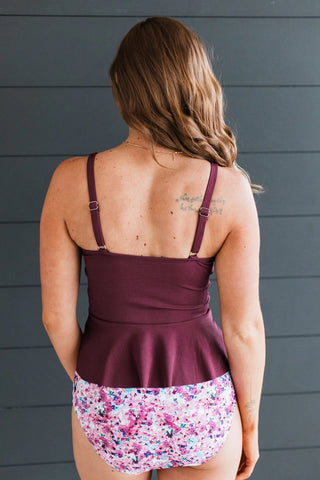 Ocean Breeze Peplum Swim Top - Plum *FINAL FEW*