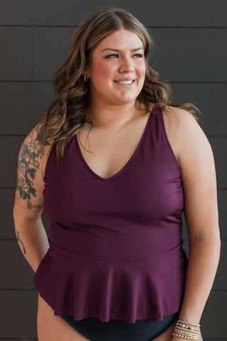 Ocean Breeze Peplum Swim Top - Plum *FINAL FEW*