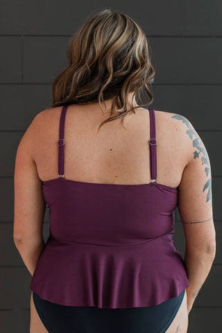 Ocean Breeze Peplum Swim Top - Plum *FINAL FEW*