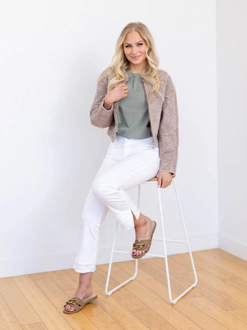 { DEX } Quilted Floral Bomber