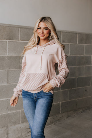 *Ampersand Ave* University Hoodie - Performance Fleece Checked Out Pink