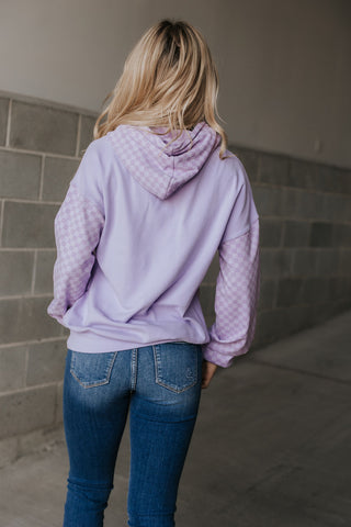*Ampersand Ave* University Hoodie - Performance Fleece Checked Out Purple
